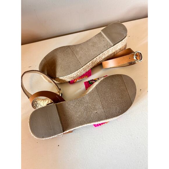 Steve Madden Girls Karlee Knit Front Slingback Wedge Sandals Colorful Pink SZ 13 - Picture 8 of 9